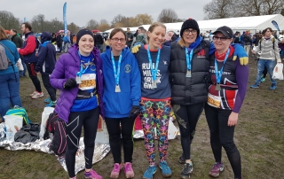 Natalie Jones, Jenny Merry, Melonie Evans and Suzanne at the Cambridge Half